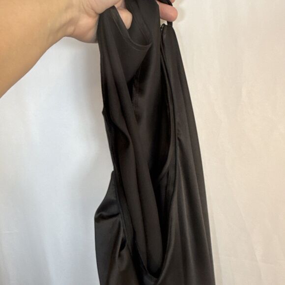 Women’s Unbranded One Shoulder Black Slip Dress Thigh High Slit Size Small - Picture 12 of 15